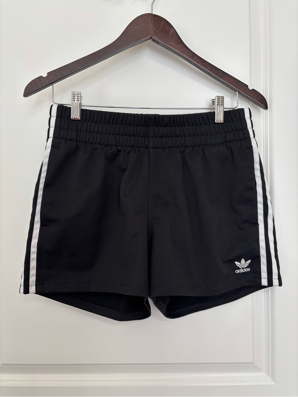 adidas Black Women's 3-Stripe Athletic Shorts and pockets, size M